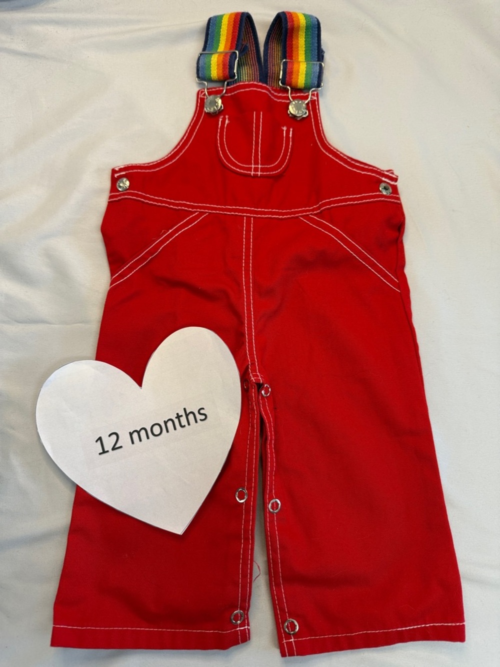 Little Rascals LIKE NEW HBC Vintage Overalls-rainbow Elastic straps. 12 mo